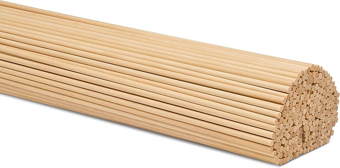 Dowel Rods Wood Sticks Wooden Dowel Rods 3/16 x 24 Inch Unfinished Hardwood Sticks for Crafts and DIY'ers 250 Pieces by Woodpeckers