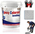 Epoxy Floor Paint, Epoxy Colored Sand Floor Paint, High-Gloss Marble Effect Self-Leveling Coating, Waterproof, Non-Slip, Ultra-Durable for Garage, Basement, Wood Floors (White Heather Gray,44 lb)