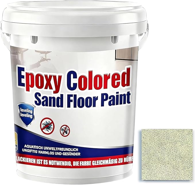 Epoxy Colored Sand Floor Paint, Epoxy Floor Paint for Concrete, High Gloss Marble Effect Coating, Waterproof Non-Slip Concrete Paints, Suitable for Indoor/Outdoor Use (Millet Yellow,160 oz/5 kg)