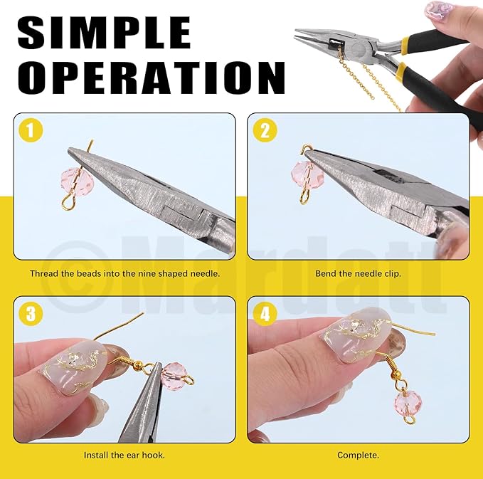 Mardatt 950Pcs Jewelry Making Supplies Kit - Includes Pliers, Wires, Jump Ring Opener, Tweezers, Awl & Accessories for Making & Repair