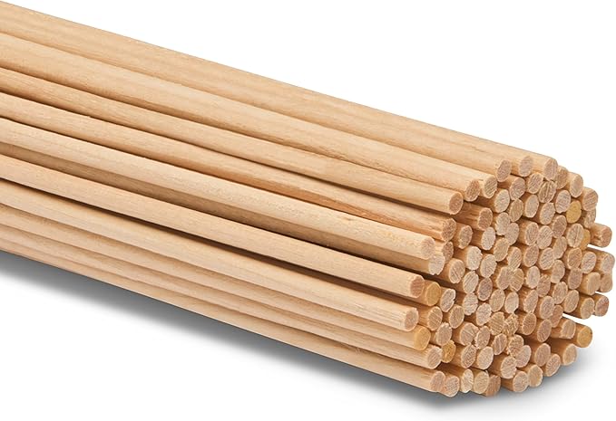 Dowel Rods Wood Sticks Wooden Dowel Rods 1/8 x 24 Inch Unfinished Hardwood Sticks for Crafts and DIYers 100 Pieces by Woodpeckers