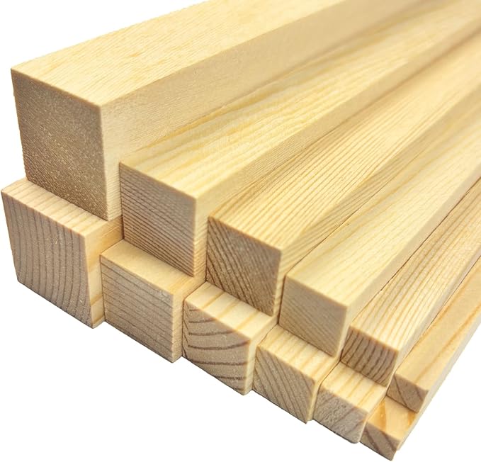 Square Wooden Dowel Rods Wood Sticks for Crafts 1/8"x 12", 100 PCS Square Wood Dowels Wooden Sticks for Crafting, Unfinished Pine Hardwood Sticks for Models Making Miniatures Woodworking Dollhouses