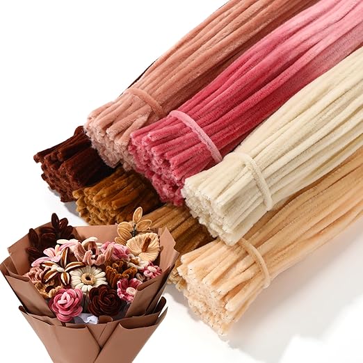 DaisyInner 700 Pcs Halloween Fall Pipe Cleaners Craft Bulk Pastel Chenille Stems Flower DIY Gradient Colored Fluffy for School Classroom Thanksgiving Christmas Party Supplies(Bohemia)