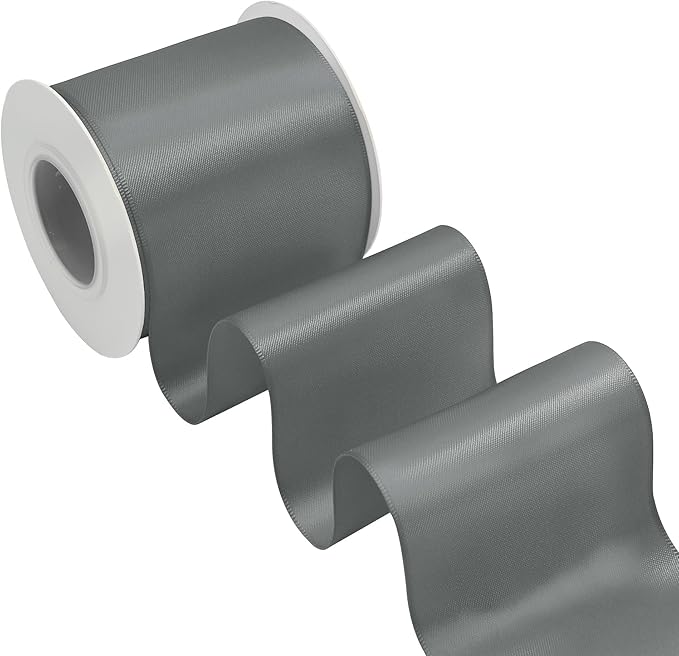 Silver Satin Ribbon 3 Inch X 15 Yards Solid Color Double Faced Ribbons Perfect for Crafts Wedding Decor Bow Making Arts Sewing and More