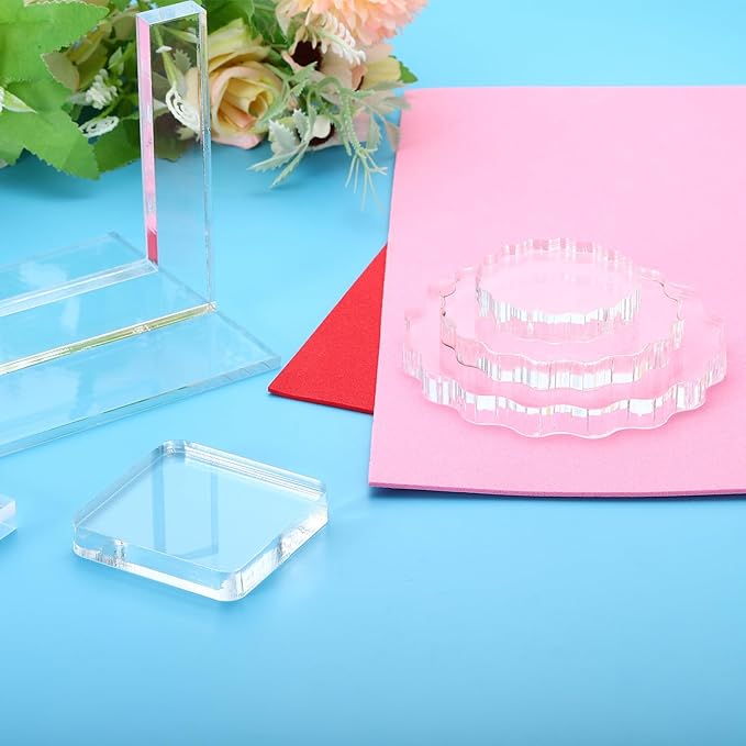 PATIKIL Acrylic Stamp Block, 1 Pack Clear Stamping Block with Grid Lines Decorative Mounting Blocks Set Rectangle for Scrapbooking DIY Crafts Cards Making