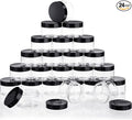 SATINIOR 24 Pieces Empty Clear Plastic Jars with Lids Round Storage Containers Wide Mouth for Beauty Product Cosmetic Cream Lotion Liquid Butter Craft and Food(Black Lid,16 oz)