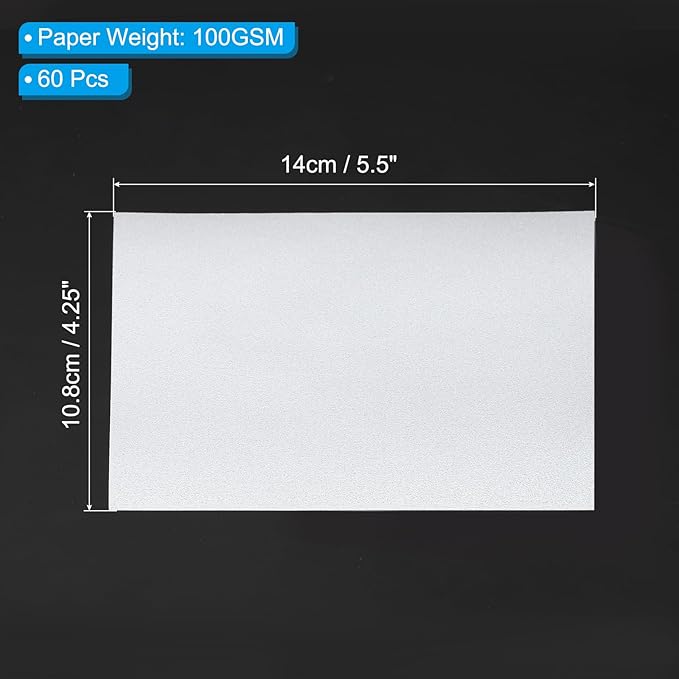 PATIKIL 60 Sheets Vellum Paper 4.25x5.5, Vellum Paper Printable Translucent Paper 100GSM Colored for Invitations Laser Inkjet Printing Card Making Crafting Wedding Tracing, Silver Tone