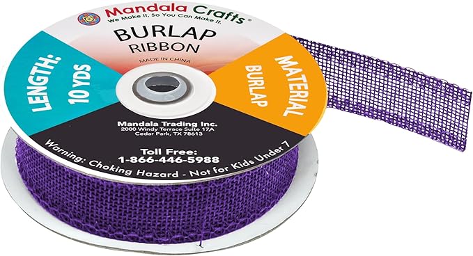 Mandala Crafts Purple Burlap Ribbon 1.5 Inches Wide Jute Ribbons for Crafts - 20 Yds Roll Rustic Burlap Wrap Trim Ribbons for Wreaths Bows Wedding Party Decoration