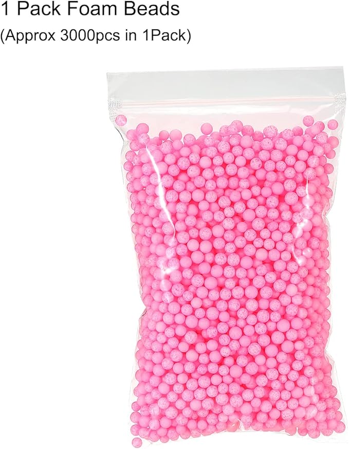 MECCANIXITY Foam Beads Foam Balls 7-9mm for Wedding and Party Decorations, Tiny Packing Balls, Arts DIY Crafts Supplies (Pink,1 Pack Approx 3000pcs)