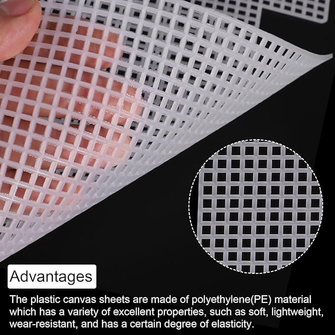 MECCANIXITY 2Set Plastic Mesh Canvas Sheet 4 Count for Crochet Bag Making Blank Canvas Semicircle for Embroidery Needlepoint, Bag, Knit Crochet Mesh, White