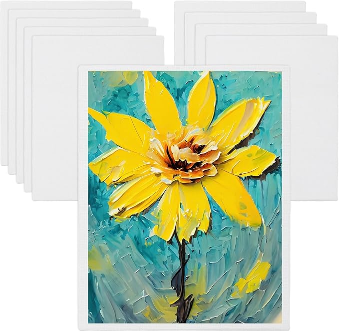 MECCANIXITY Canvas Boards for Painting, 8x10 Cotton Blank Primed Art Canvas Panels Acid-Free for Painting Supplies Oil Acrylic Tempera Watercolor Pouring Paint Artists(White, Pack of 10)
