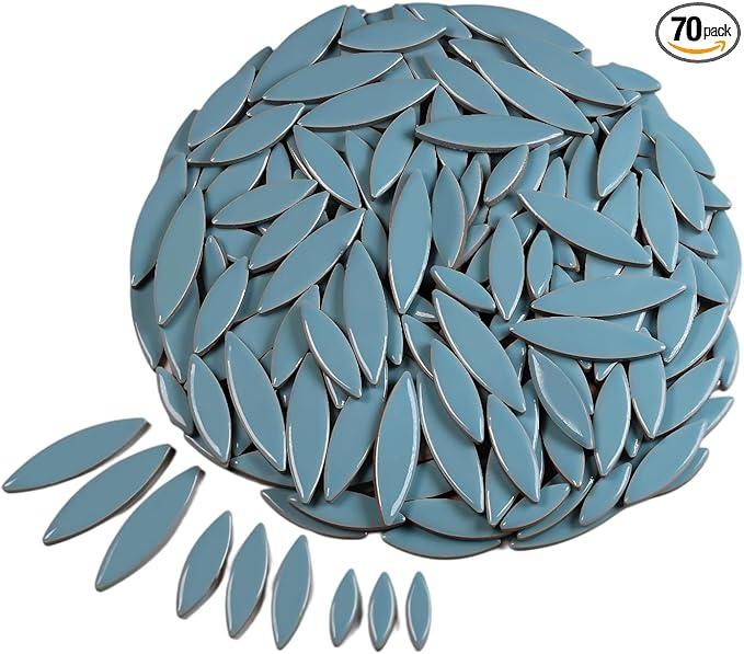 VerzTile Mosaic Tiles for Crafts - Petal Shaped Ceramic Tile Craft Hobbies & Art Projects 39 Color Options Endless Creativity DIY Design (Baby Blue)
