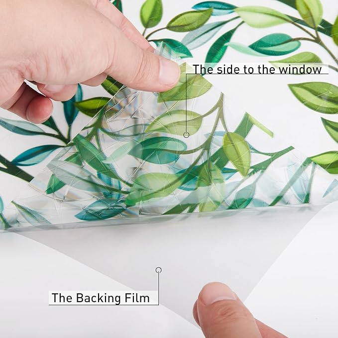 Donox Window Privacy Film, 3D Decorative Window Vinyl Decorative Stained Glass Window Film, Anti-UV Sun Blocker Heat Control for Home, 45.2 Inch x 6.5 Feet (with Installation Tool)