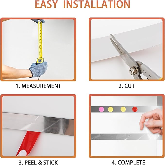 Self Adhesive Backing Metal Strip for Magnets, Flexible Ferrous Memo Tapes Roll for Bulletin Boards in Studio, Office, School (Glossy Silver, 118''L x 1.57''W, Contains 30 Magnets)