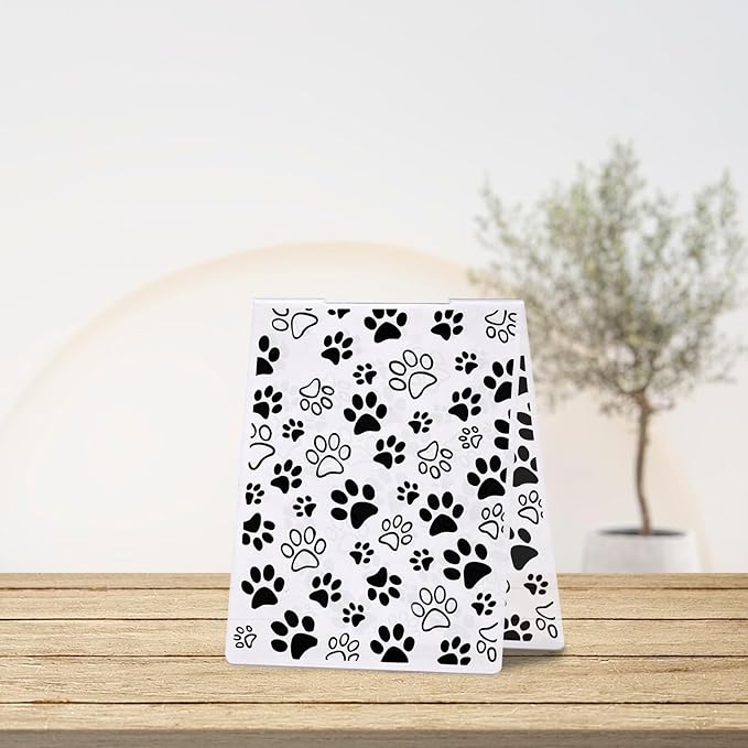 Glodecart Pawprint Background Embossing Folder, Plastic Textured Impressions Cute Dog Cat Footprint Embossing Folder Template for Card Making Dog Lovers Scrapbooking Paper Craft Album Stamps DIY Décor