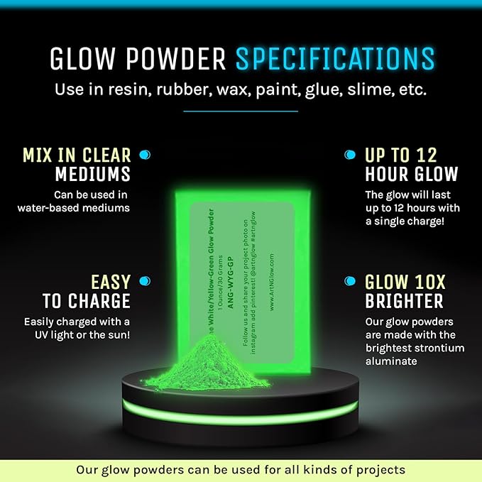 Glow in The Dark Pigment Powder - Neutral and Fluorescent Color for Art Painting, Fine Art, Nail Art Paint, and DIY Crafts - Long Lasting 10+ Color Options - Neutral White - (1 Kilogram)