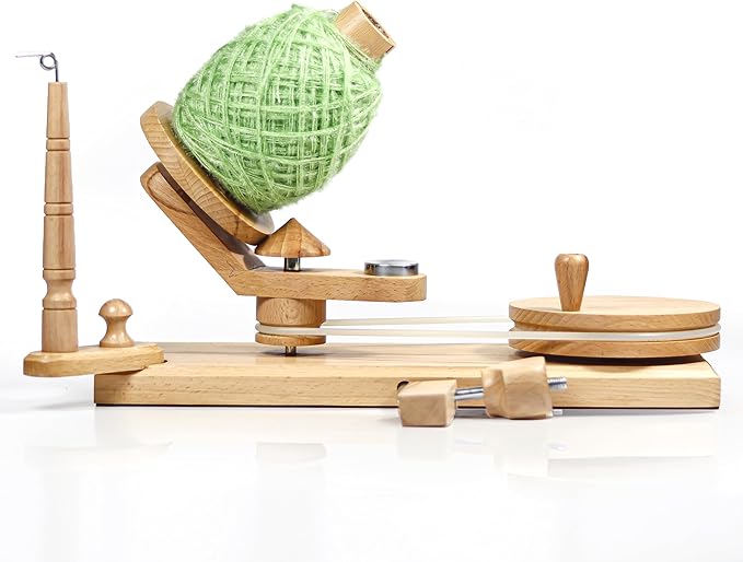 Wooden Yarn Winder with Swift – Manual Yarn Ball Winding Tool for Knitting and Crocheting (ONLY Winder Beechwood)