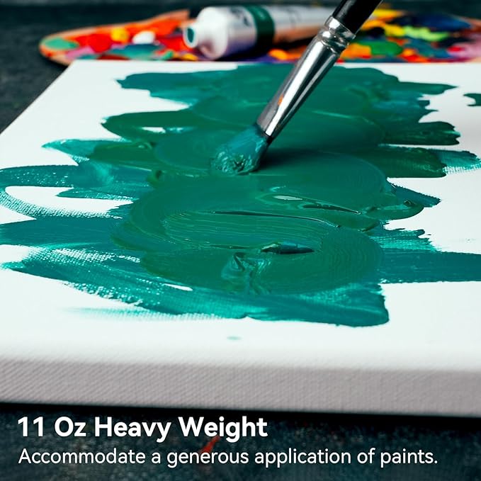 PHOENIX 8x10 Inch 4 Pack Artist Canvas - Small Stretched Canvases for Painting - 3/4 Inch Profile, 100% Cotton 11 Oz. Gesso Primed White Blank Professional Canvas Oil & Acrylic Paints
