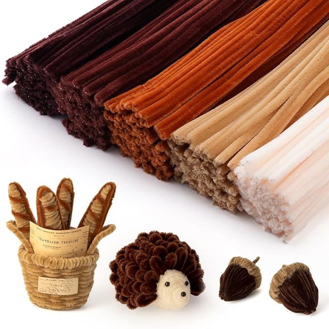 Caydo 500 Pieces Brown Pipe Cleaners, Chenille Stems, Pipe Cleaner Crafts for DIY Art and Craft Projects Creative Gift Party Decorations
