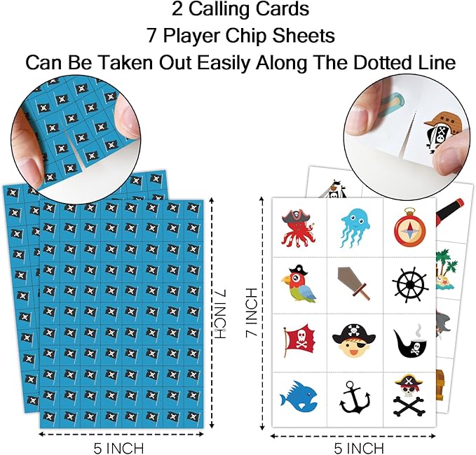 Pirate Ship Adventures Bingo Game Cards(24 Players), Pirate Party Bingo Card for Family Friend Adult, Large Group Skull Party Activity Favor Decoration Supplies -007
