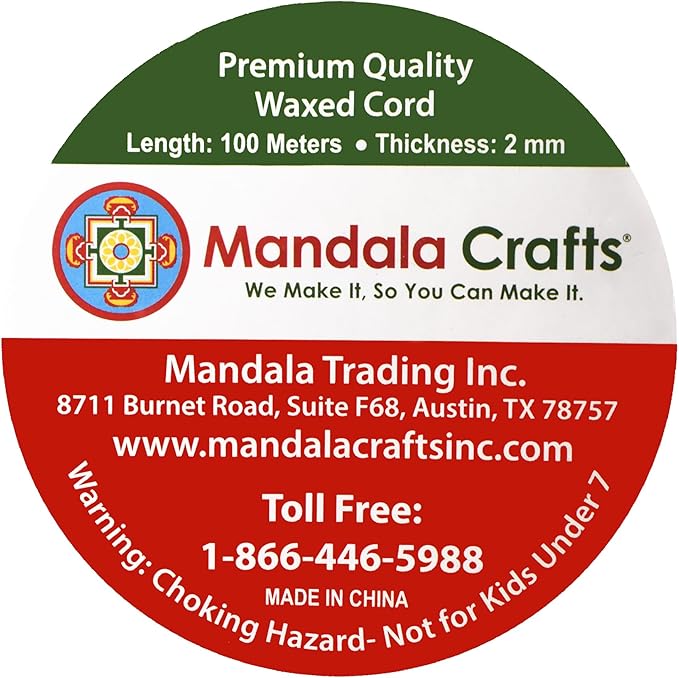 Mandala Crafts 2mm 109 Yards Brown Cotton Waxed Cord for Jewelry Making Bracelet Cord Waxed String - Beading String Thread Jewelry Cords for Necklaces String