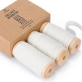 Vitalizart White Velvet Ribbon Set 3/8"" x 15 Yd Wooden Spool Fabric Trim 3 Rolls * 5 Yd for Christmas Wreath Decoration Handmade Craft Ornaments Gift Wrapping & Bow Making (Cream)