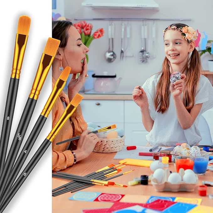Paint Brushes Set, 30 Pcs Paint Brushes for Acrylic Painting, Oil Watercolor Acrylic Paint Brush, Artist Paintbrushes for Body Face Rock Canvas, Kids Adult Drawing Arts Crafts Supplies, Black