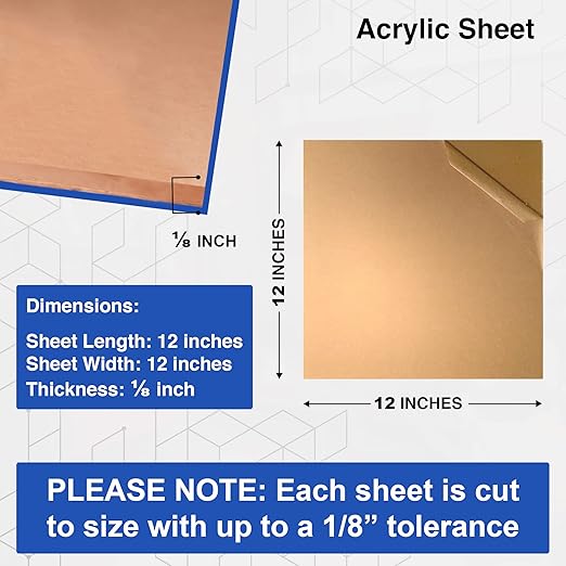 Duco USA-Made Clear Cast Acrylic Sheet 1/8 Inch Thick 12" x 12" - 4 Pack of Transparent Plexiglass Sheet - Lightweight Acrylic Board for Window Replacements, Displays, Signs, and More