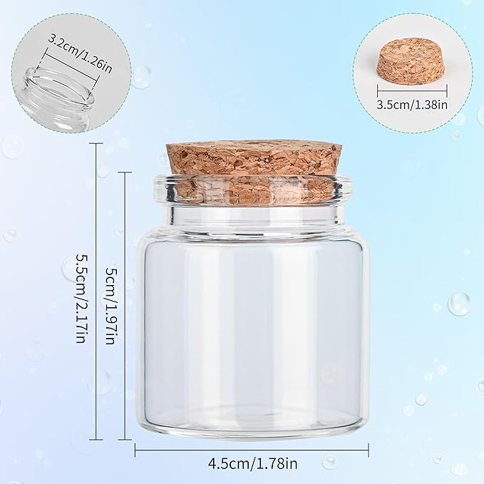 4PCS 50ml Small Empty Glass Bottle with Cork Stopper Storage,Small Glass Bottle Jars for DIY Art Crafts Projects Decoration Party Supplies and Wedding Party Favors