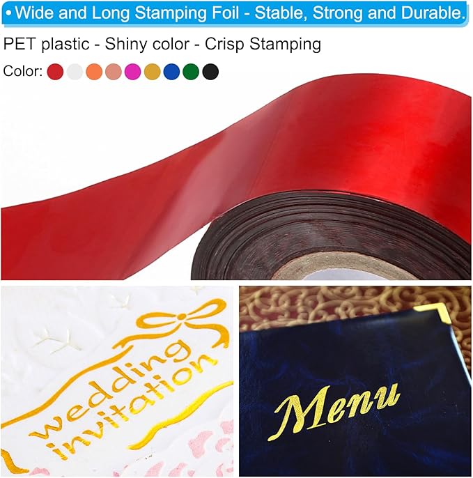 PATIKIL 1.6"x400Ft Hot Stamping Foil Paper,Heat Transfer Hot Stamping Paper Foil Roll for Leather DIY Logo Decor Craft Gift Card Package Scrapbook,Bronze