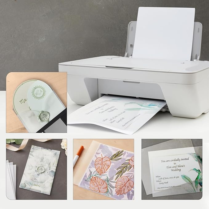 Paper Junkie Vellum Paper - 8.5 x 11 in, 100 Sheets White Translucent - Translucent & Transparent Printer Sheets for Inkjet & Laser - Printable Tracing Paper for Invitations, Sketching & Drawing