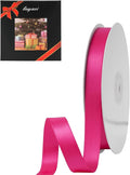 LIUYAXI Hot Pink Satin Ribbon, Double Faced 5/8" X Continuous 25 Yards Ribbons Perfect for Gift Wrapping Bows Bouquet Wedding Craft and More
