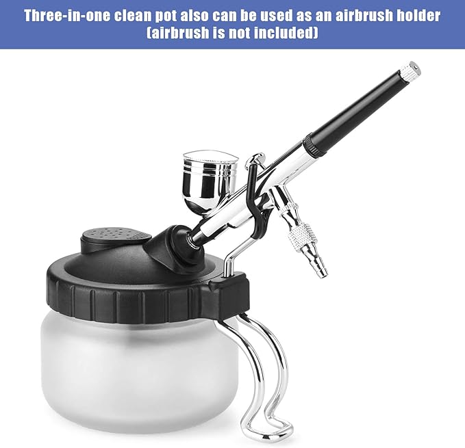 AGPTEK Airbrush Cleaning Kit - Glass Cleaning Pot, Filters, Scraper Needle, Tube Brushes