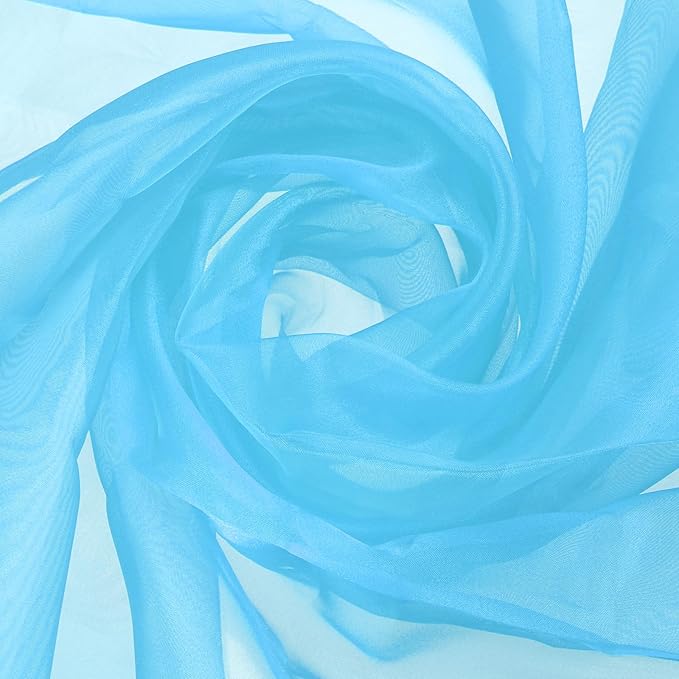 MECCANIXITY Iridescent Sheer Organza Fabric, 2 Yards x 59 Inches Solid Holographic Shiny Fabric Organza Cloth for Wedding, Curtains, Costume, Photo Background, Pale Blue