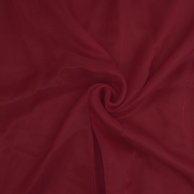 Organza Fabric 5 Yard Bridal Solid Sheer Organza Fabric Bolt for Wedding Dress, Fashion, Crafts, Decorations Silky Shiny Organza 44" - (5 Yard, Burgundy)