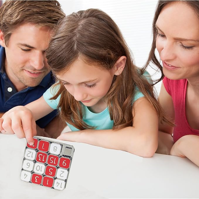 Metal Number Slide 15 Puzzle Red and White Number Sliding Puzzle Educational Learning Games Brain Teaser