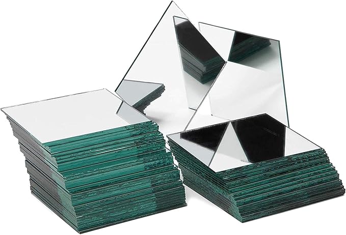 Bright Creations Mirror Art Tiles - 3 in, Silver, 50 Pack - Adhesive Mirror Mosaic Tiles for DIY Crafts & Stick-On Wall Decor