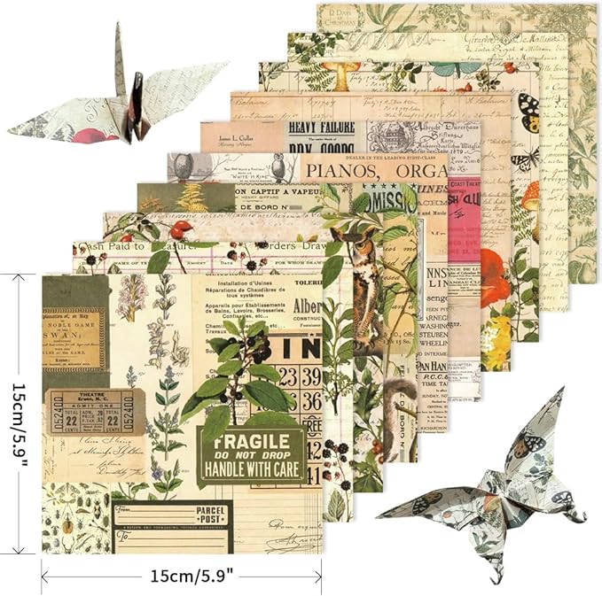 Mifuner 10 Pack/Sets Origami Paper Kit Double Sided 6 Inch Japanese Chiyo Square Easy Fold Arts Crafts Beginner DIY Handwork Origami Papers