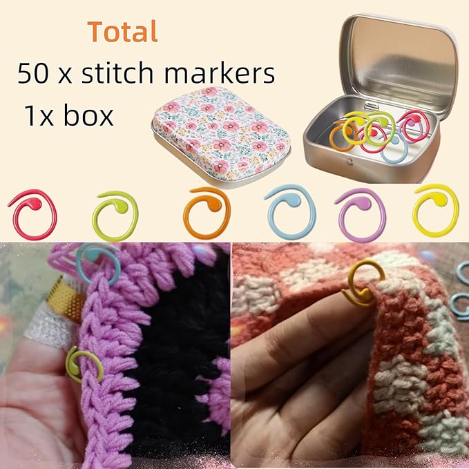Hilsayum Star Shape Metal Stitch Markers Knitting,50Pcs Colorful Crochet Stitch Markers for Knitting Yarn and DIY Crafts