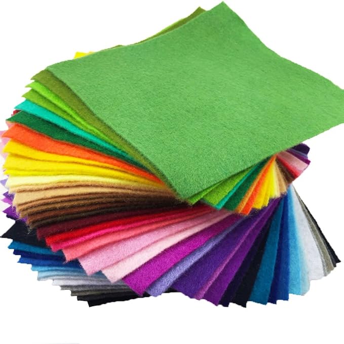 flic-flac 42pcs1.4mm Thick Soft Felt Fabric Sheet Assorted Color Felt Pack DIY Craft Sewing Squares Nonwoven Patchwork (25cm * 25cm)