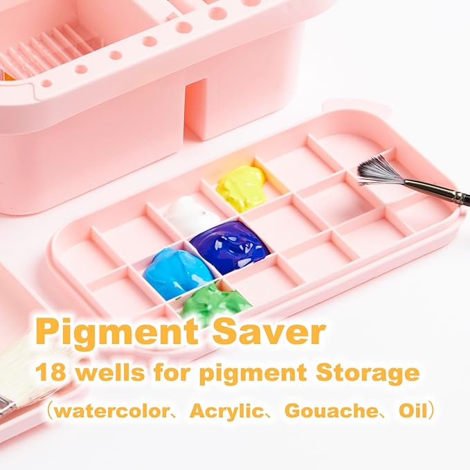 SEVENY Multifunctional Paint Brush Cleaner & Holder, Painting Accessories with handle for Acrylic, Watercolor, and Water-Based Paints(Pink)