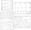 5 Pcs Interior Design Drawing Templates, Reusable Architectural Templates, House Plan, Interior Design, Furniture Template Circle Architectural Scale Ruler Stencils for Drawing & Drawings Tools