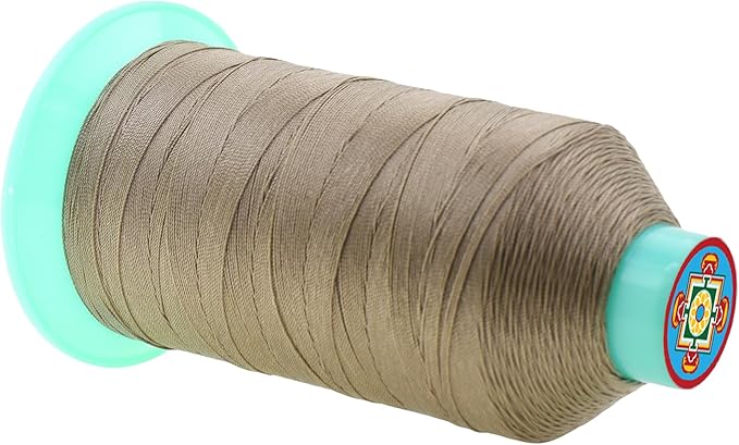 Mandala Crafts Bonded Nylon Thread Dark Beige Heavy Duty Sewing Threads - 1250 YDs Size 138 420D T135 Tex 135 Thread for Leather Jeans Weaving Outdoor Marine Upholstery Threads