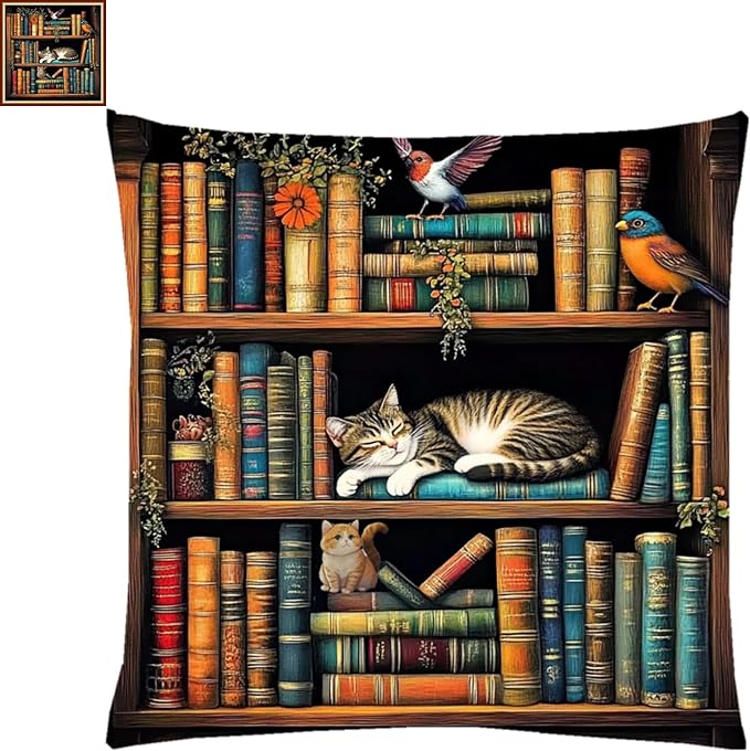 Stamped Cross Stitch Kits for Adults Beginners Pillow Needlepoint Kit with Embroidery Pattern Needlework Kit Prestamped Stitches Kit 11CT Cross Stitching-Sleeping Lazy Cat 18x18 inch