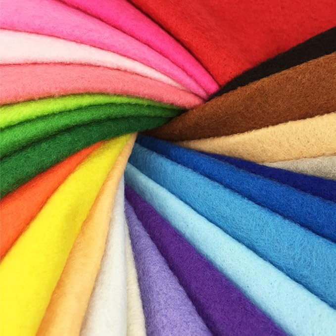 24pcs Thick 1.4mm Soft Felt Fabric Sheet Assorted Color Felt Pack DIY Craft Sewing Squares Nonwoven Patchwork (25 * 25cm)