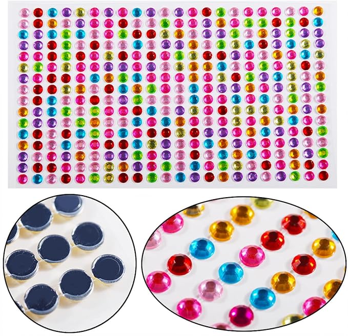 1799 Pcs 4 Sheets Rhinestone Stickers 3/4/5/6 mm Self Adhesive Rhinestones Gems for Face Eyes Makeup Hair Body (color-3/4/5/6mm)