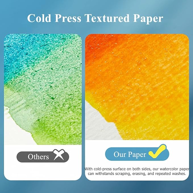 FEITAKE Watercolor Sketchbook 9"x12" Watercolor Paper Pad 100% Cotton/Cold Pressed /140lb (300gsm)/ Acid Free Artist Grade Water Color Art Drawing & Painting Paper -20 Sheets Pack