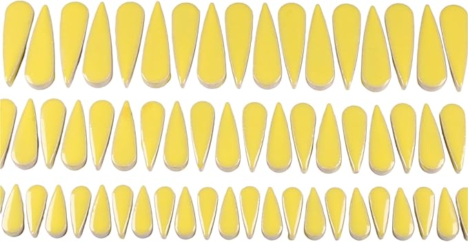 200g Petal Droplet Shaped Ceramic Mosaic Tiles for Crafts, Vibrant Colors, Ceramic Tiles for Mosaic Making Kits, DIY Arts and Crafts (Yellow)