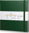 Moinchore Back to School Gifts Square Sketchbook 8 x 8 Inch Hardcover Art Sketch Book Drawing Papers 120 Pages, Mixed Media Journal Notebook with Elastic Closure Sketchbook for Drawing(Green)
