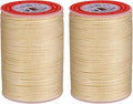 uxcell Round Leather Sewing Waxed Thread, 55m / 60 Yards Polyester Wax String, 0.80mm Wax Stitching Cord for Leather Crafts, Bookbinding, Bracelets Braided, Dark Linen, 2pcs